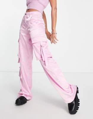 Bershka, Pants & Jumpsuits, Bershka Pink Parachute Pants Sizesmall