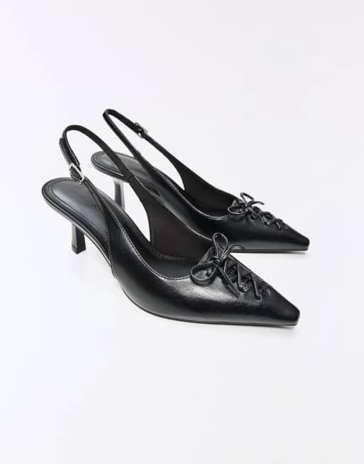 Bershka - Scarpe con tacco a spillo nere con corsetto, 5 di 7