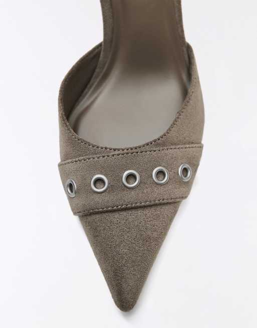Bershka scarpe con tacco con cinturini e fibbie multiple color cuoio, 5 di 7