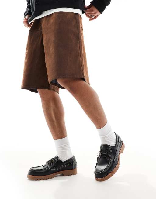 Bershka Scarpe da barca nere con suola spessa ASOS