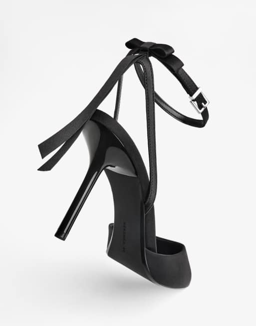 Bershka - Scarpe nere con fiocco e tacco alto, 2 di 4