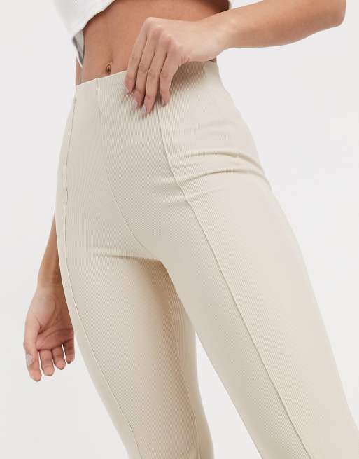 Bershka Schlaghose In Beige Mit Nahtdetail Asos