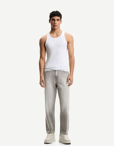 Bershka – Schmal zulaufende Jeans in Hellgrau - view 1