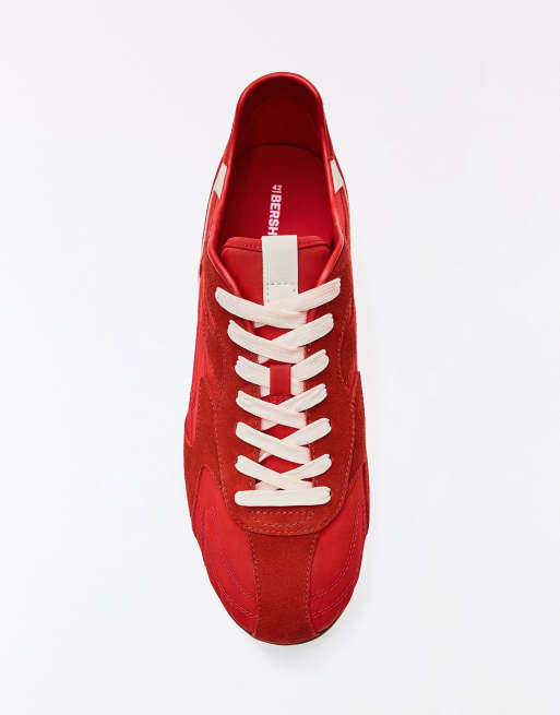 Bershka schmale Retro-Sneaker in Rot, 4 von 7