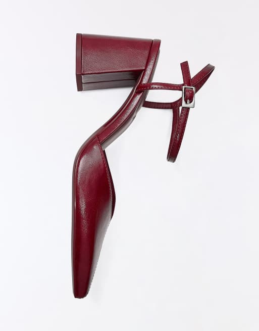 Bershka schoenen met blokhak in rood, 3 van 7