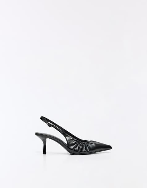 Bershka schoenen met gerimpelde kittenhak in zwart - view 1