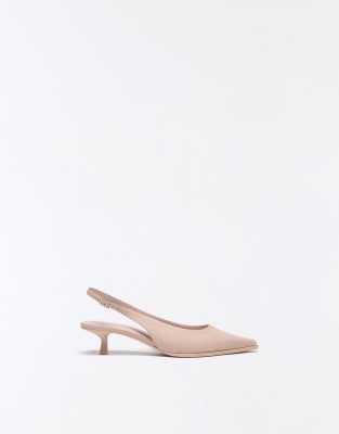 Schuhe in Rosa mit Fersenriemchen und Kitten-Absatz Rosa 36