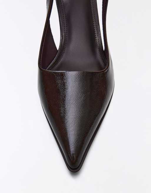 Bershka Schuhe mit Schnallendetail und hohem Absatz in Braun, 6 von 7