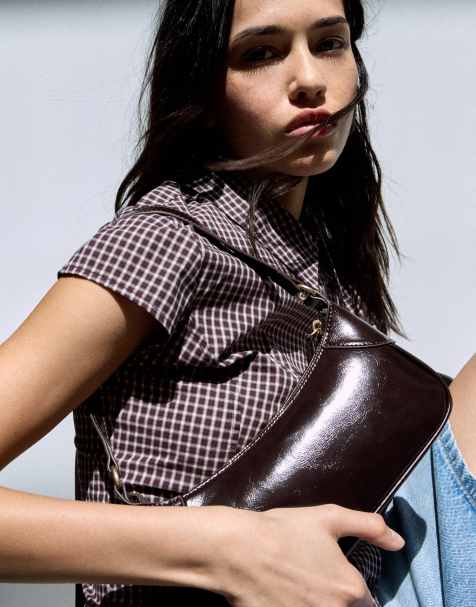 Bershka – Schultertasche aus Kunstleder in Braun - view 1