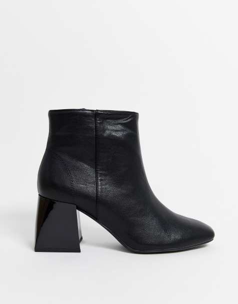 Bershka – Schwarze Ankle-Boots mit Blockabsatz