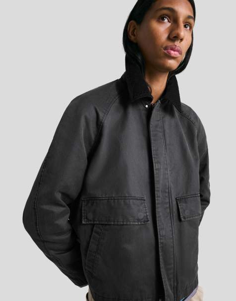 Bershka – Schwarze, kastige Jacke in gewachster Optik - view 1