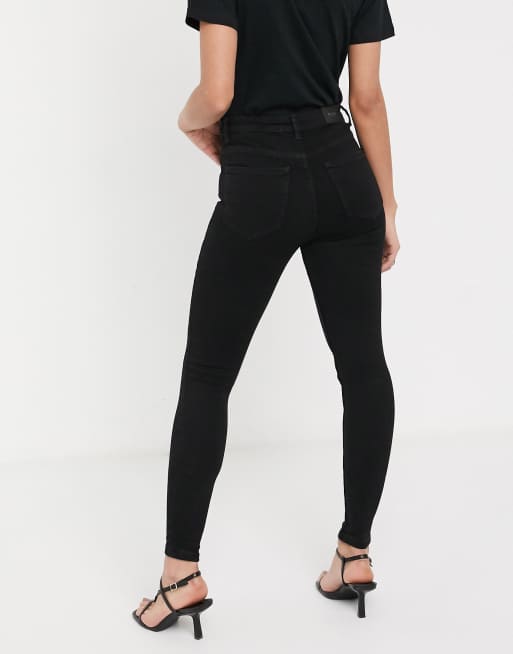 Bershka Schwarze Skinny Jeans Mit Hohem Bund Asos
