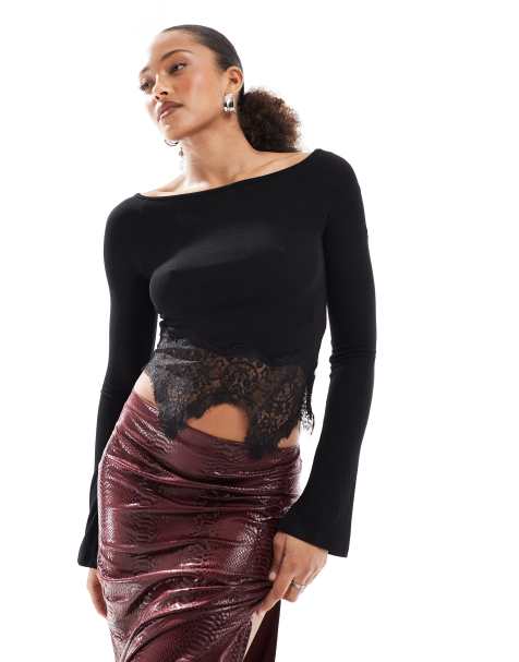 Bershka – Schwarzes Spitzenoberteil - view 1