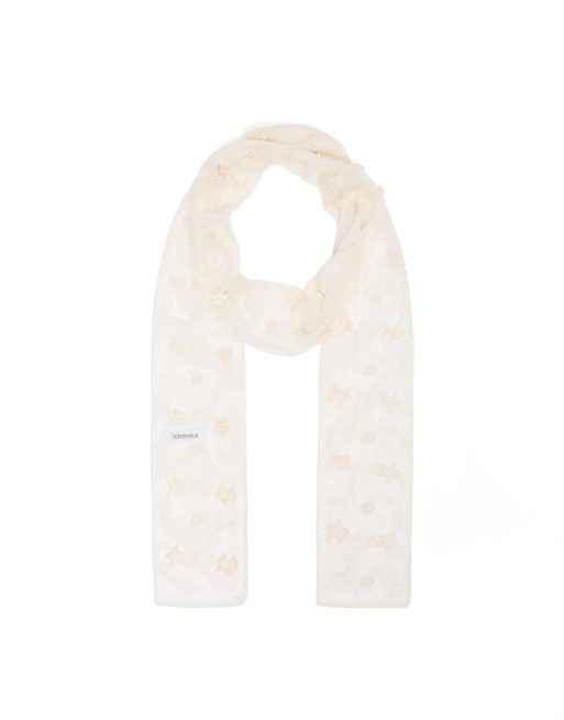 Bershka - Sciarpa bianca ricamata, 3 di 3