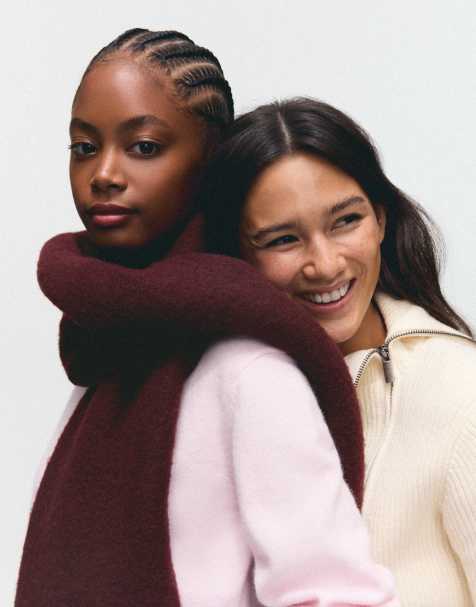 Bershka sciarpa chunky con frange bordeaux - view 1