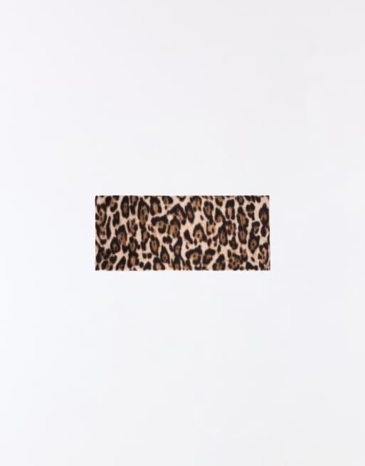 Bershka sciarpa con stampa animalier marrone, 3 di 4