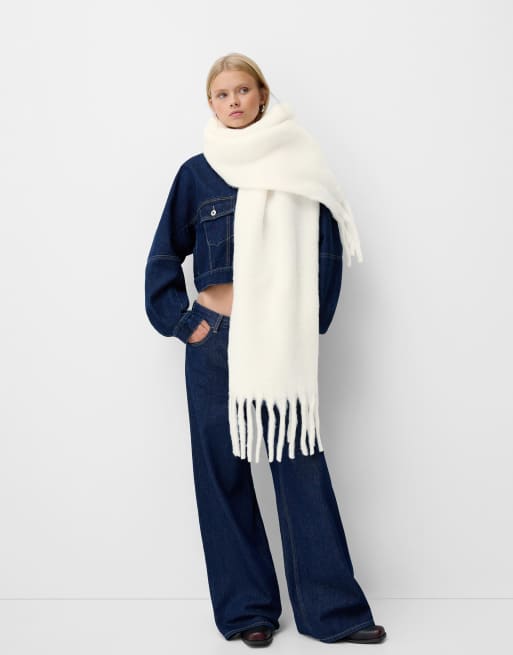 Bershka - Sciarpa tinta unita color crema