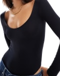 [Bershka] Bershka scoop neck bodysuit in black L BLACK