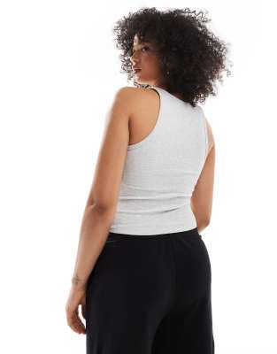Bershka scoop neck ribbed tank top in grey