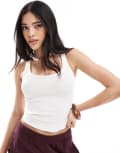 [Bershka] Bershka scoop neck ribbed tank top in white M WHITE