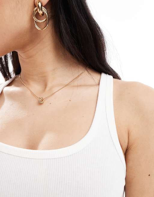 Bershka scoop neck ribbed tank top in white