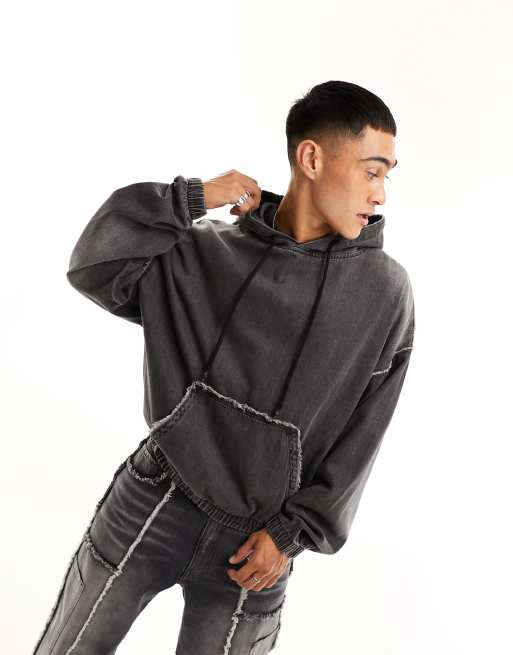 Bershka seam detail washed hoodie in black - part of a set