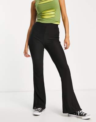 Bershka Flare Pants in Black