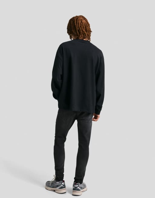 Bershka – Sehr enge Jeans in Schwarz mit Zierrissen, 2 von 4