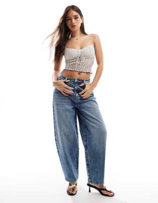 Bershka Semi Sheer Polka Dot Cami Top In White