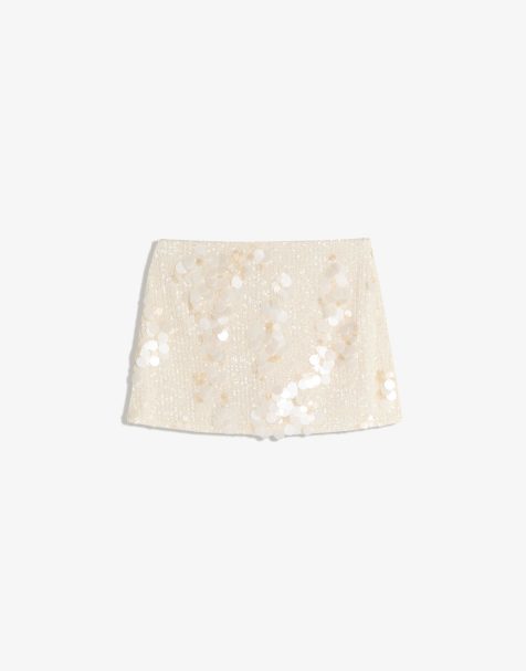 Bershka Sequin mini skirt in white - view 1