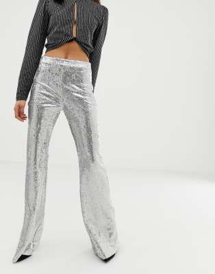 white sequin joggers