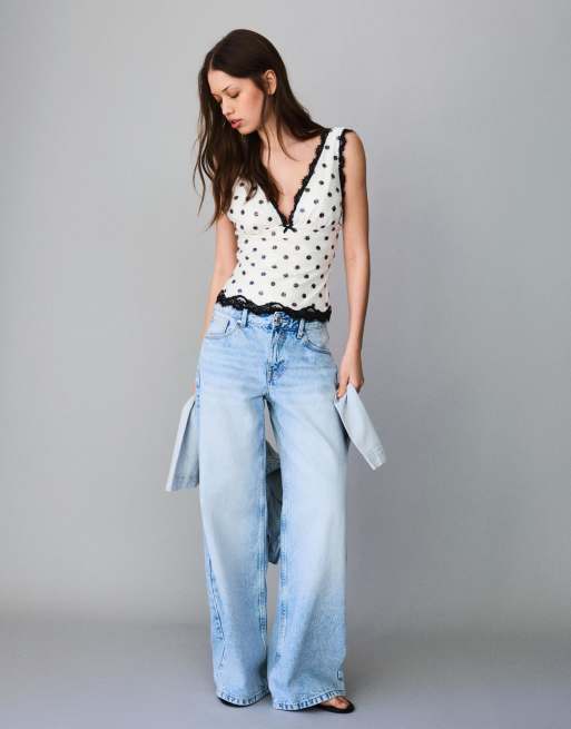 Bershka Sequin slip top in white, 3 of 4