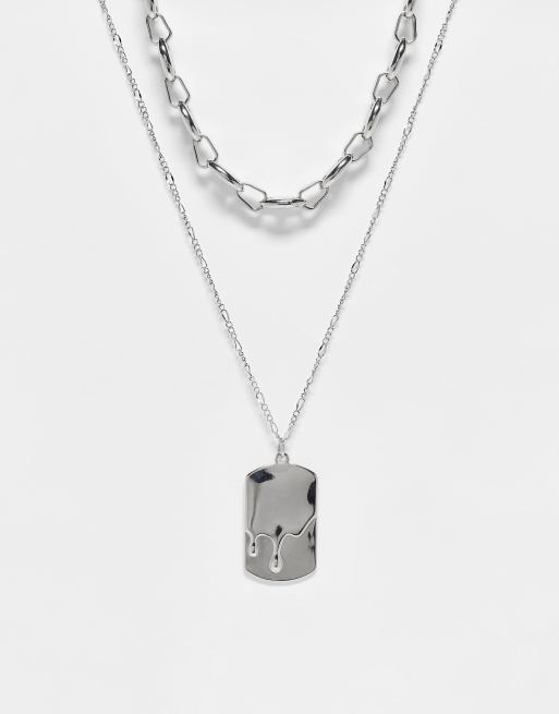 Bershka – Set aus enger Halskette und Anhänger in Silber 