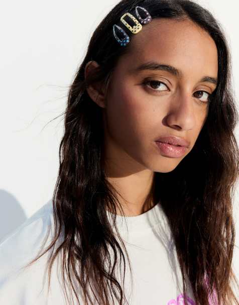 Bershka - Set di fermagli per capelli marroni a pois - view 1