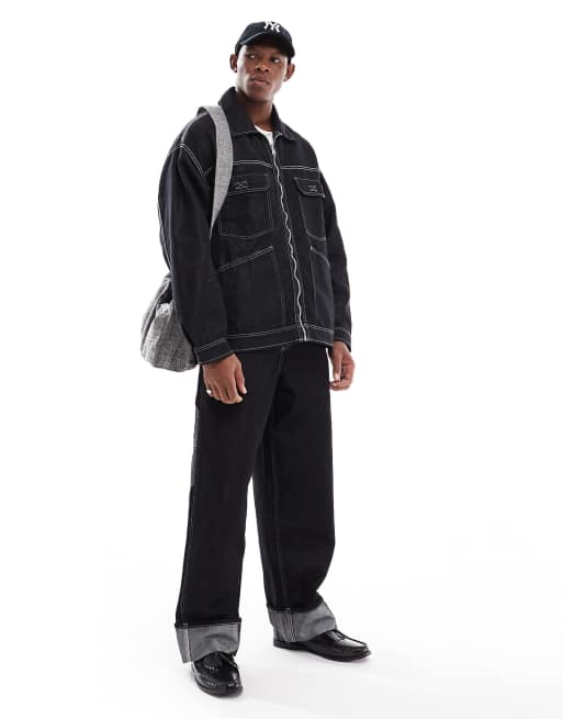 Bershka – Set med baggy, reflekterande snickarbyxor