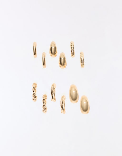 Bershka set met assorted oorringen in goud, 2 van 4