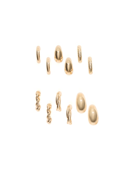 Bershka set met assorted oorringen in goud, 3 van 4
