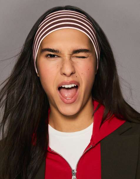 Bershka - Set van 2 haarbanden met print in bruin - view 1