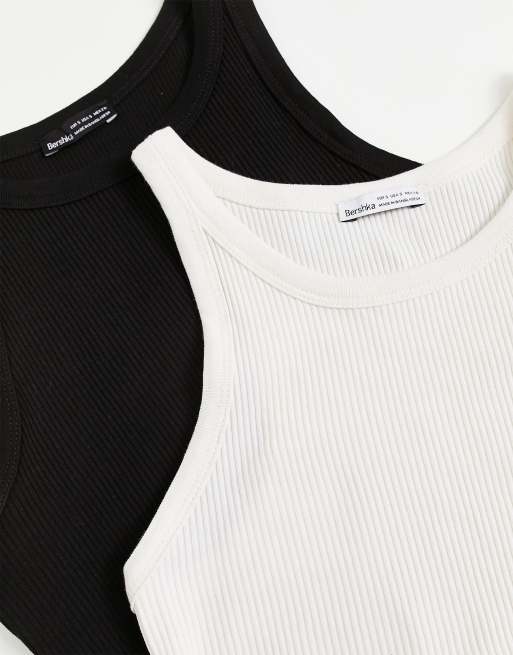Bershka - Set van 2 hemdjes in racerstijl in zwart en wit, 3 van 4