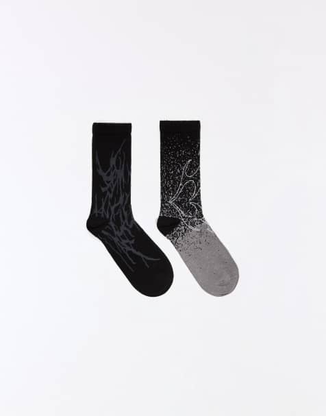 Bershka - Set van 2 paar sokken met print in zwart - view 1