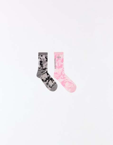 Bershka - Set van 2 paar sokken met print in zwart - view 1
