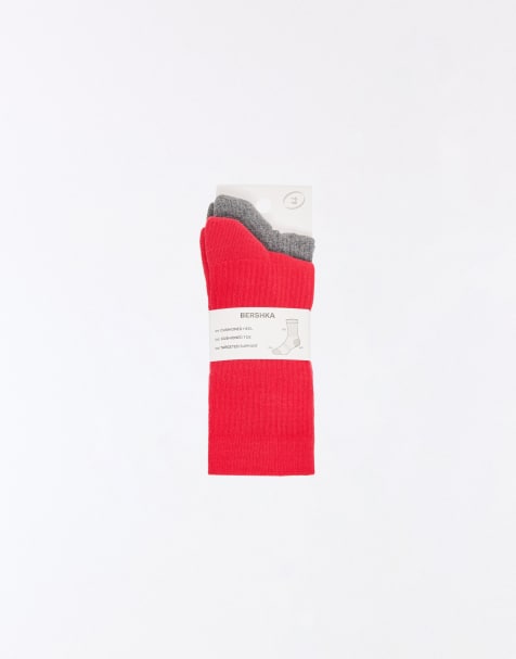 Bershka set van 2 sokken in rood - view 1