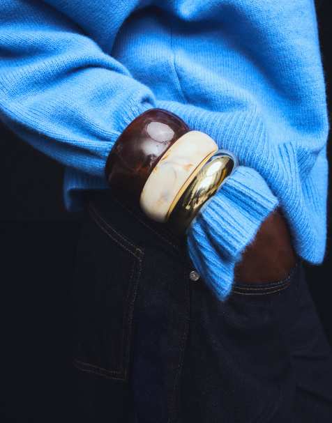 Bershka - Set van 3 armbanden met hars-effect in bruin - view 1