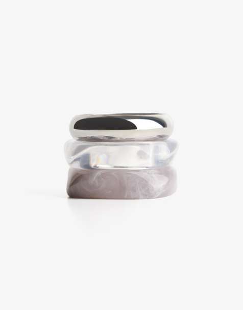 Bershka - Set van 3 armbanden met hars-effect in grijs - view 1