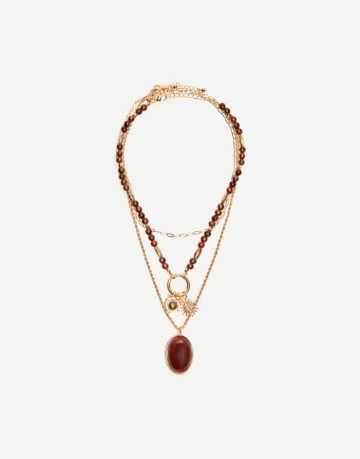 Bershka - Set van 3 boho kettingen in goud