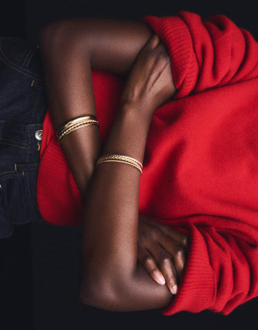 Bershka - Set van 7 metallic armbanden in goud, 3 van 3