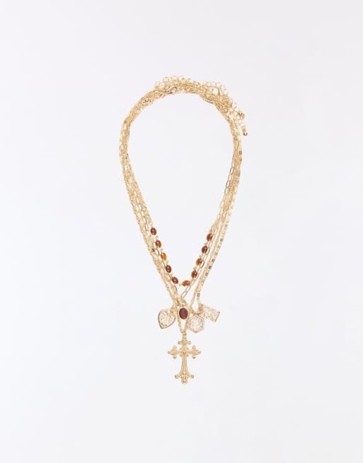 Bershka set van kruiskettingen in goud, 2 van 4
