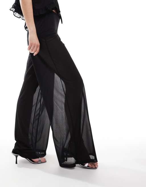 Bershka sheer beach pants in black | ASOS
