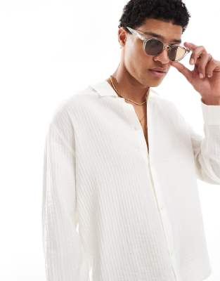 Bershka Sheer Beach Shirt In White