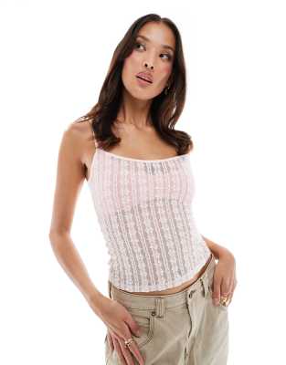 Bershka Sheer Lace Cami Top